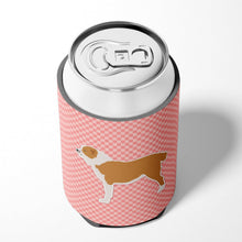 Load image into Gallery viewer, Central Asian Shepherd Dog Checkerboard Pink Can or Bottle Hugger BB3628CC