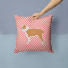 Load image into Gallery viewer, Central Asian Shepherd Dog Checkerboard Pink Throw Pillow - 14x14 Decorative Pillow – Art for Your Home &amp; Patio BB3628PW1414