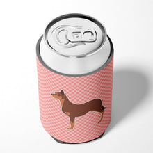 Load image into Gallery viewer, Australian Kelpie Dog Checkerboard Pink Can or Bottle Hugger BB3629CC