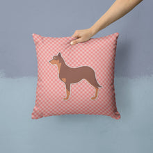 Load image into Gallery viewer, Australian Kelpie Dog Checkerboard Pink Throw Pillow - 14x14 Decorative Pillow – Art for Your Home &amp; Patio BB3629PW1414