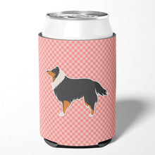 Load image into Gallery viewer, Sheltie/Shetland Sheepdog Checkerboard Pink Can or Bottle Hugger BB3630CC