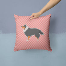 Load image into Gallery viewer, Sheltie/Shetland Sheepdog Checkerboard Pink Throw Pillow - 14x14 Decorative Pillow – Art for Your Home &amp; Patio BB3630PW1414