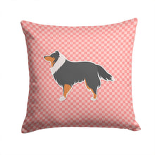 Load image into Gallery viewer, Sheltie/Shetland Sheepdog Checkerboard Pink Throw Pillow - 14x14 Decorative Pillow – Art for Your Home &amp; Patio BB3630PW1414