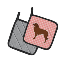 Load image into Gallery viewer, Portuguese Sheepdog Dog Checkerboard Pink Pot Holders - Set of 2 - Heat-Resistant Kitchen Essentials BB3631PTHD