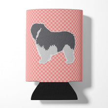 Load image into Gallery viewer, Polish Lowland Sheepdog Dog Checkerboard Pink Can or Bottle Hugger BB3632CC