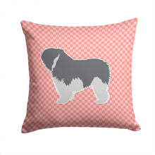 Load image into Gallery viewer, Polish Lowland Sheepdog Dog Checkerboard Pink Throw Pillow - 14x14 Decorative Pillow – Art for Your Home &amp; Patio BB3632PW1414