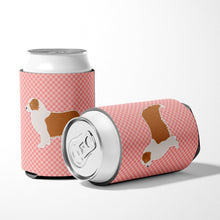 Load image into Gallery viewer, Australian Shepherd Dog Checkerboard Pink Can or Bottle Hugger BB3633CC