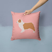 Load image into Gallery viewer, Australian Shepherd Dog Checkerboard Pink Throw Pillow - 14x14 Decorative Pillow – Art for Your Home &amp; Patio BB3633PW1414
