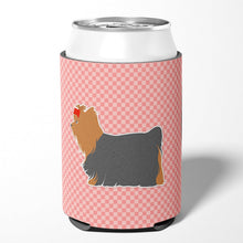 Load image into Gallery viewer, Yorkshire Terrier Yorkie Checkerboard Pink Can or Bottle Hugger BB3634CC