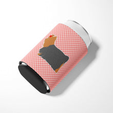 Load image into Gallery viewer, Yorkshire Terrier Yorkie Checkerboard Pink Can or Bottle Hugger BB3634CC