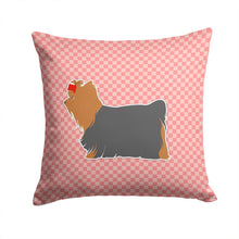 Load image into Gallery viewer, Yorkshire Terrier Yorkie Checkerboard Pink Throw Pillow - 14x14 Decorative Pillow – Art for Your Home &amp; Patio BB3634PW1414