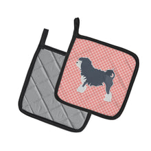 Load image into Gallery viewer, Lowchen Checkerboard Pink Pot Holders - Set of 2 - Heat-Resistant Kitchen Essentials BB3635PTHD