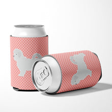 Load image into Gallery viewer, Maltese Checkerboard Pink Can or Bottle Hugger BB3636CC