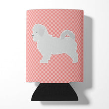 Load image into Gallery viewer, Maltese Checkerboard Pink Can or Bottle Hugger BB3636CC