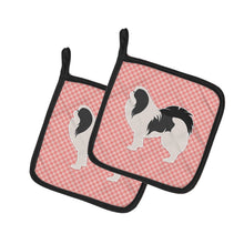 Load image into Gallery viewer, Japanese Chin Checkerboard Pink Pot Holders - Set of 2 - Heat-Resistant Kitchen Essentials BB3637PTHD
