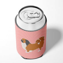 Load image into Gallery viewer, Pekingese Checkerboard Pink Can or Bottle Hugger BB3638CC