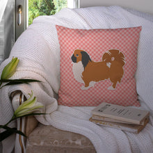 Load image into Gallery viewer, Pekingese Checkerboard Pink Throw Pillow - 14x14 Decorative Pillow – Art for Your Home &amp; Patio BB3638PW1414
