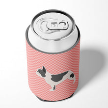 Load image into Gallery viewer, French Bulldog Checkerboard Pink Can or Bottle Hugger BB3641CC