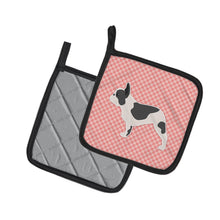 Load image into Gallery viewer, French Bulldog Checkerboard Pink Pot Holders - Set of 2 - Heat-Resistant Kitchen Essentials BB3641PTHD