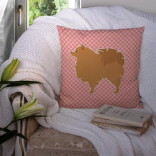 Load image into Gallery viewer, Pomeranian Checkerboard Pink Throw Pillow - 14x14 Decorative Pillow – Art for Your Home &amp; Patio BB3642PW1414