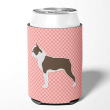 Load image into Gallery viewer, Boston Terrier Checkerboard Pink Can or Bottle Hugger BB3644CC