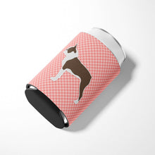 Load image into Gallery viewer, Boston Terrier Checkerboard Pink Can or Bottle Hugger BB3644CC