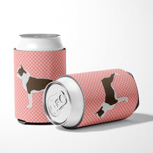 Load image into Gallery viewer, Boston Terrier Checkerboard Pink Can or Bottle Hugger BB3644CC