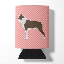 Load image into Gallery viewer, Boston Terrier Checkerboard Pink Can or Bottle Hugger BB3644CC