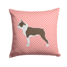 Load image into Gallery viewer, Boston Terrier Checkerboard Pink Throw Pillow - 14x14 Decorative Pillow – Art for Your Home &amp; Patio BB3644PW1414