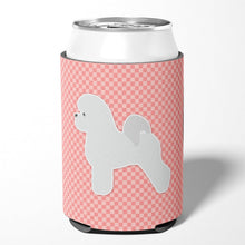 Load image into Gallery viewer, Bichon Frise Checkerboard Pink Can or Bottle Hugger BB3645CC