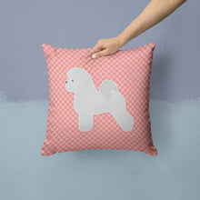 Load image into Gallery viewer, Bichon Frise Checkerboard Pink Throw Pillow - 14x14 Decorative Pillow – Art for Your Home &amp; Patio BB3645PW1414