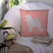 Load image into Gallery viewer, Bichon Frise Checkerboard Pink Throw Pillow - 14x14 Decorative Pillow – Art for Your Home &amp; Patio BB3645PW1414