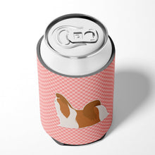 Load image into Gallery viewer, Shih Tzu Checkerboard Pink Can or Bottle Hugger BB3646CC