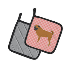 Load image into Gallery viewer, Pug Checkerboard Pink Pot Holders - Set of 2 - Heat-Resistant Kitchen Essentials BB3647PTHD