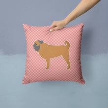 Load image into Gallery viewer, Pug Checkerboard Pink Throw Pillow - 14x14 Decorative Pillow – Art for Your Home &amp; Patio BB3647PW1414
