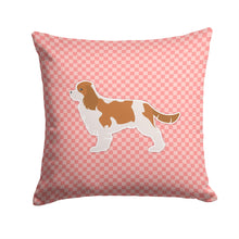 Load image into Gallery viewer, Cavalier King Charles Spaniel Checkerboard Pink Throw Pillow - 14x14 Decorative Pillow – Art for Your Home &amp; Patio BB3649PW1414