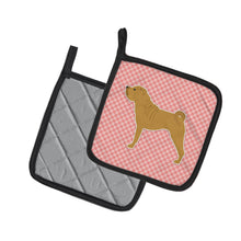 Load image into Gallery viewer, Shar Pei Merry Checkerboard Pink Pot Holders - Set of 2 - Heat-Resistant Kitchen Essentials BB3652PTHD