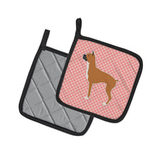 Load image into Gallery viewer, Boxer Checkerboard Pink Pot Holders - Set of 2 - Heat-Resistant Kitchen Essentials BB3653PTHD