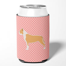 Load image into Gallery viewer, Staffordshire Bull Terrier Checkerboard Pink Can or Bottle Hugger BB3654CC
