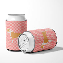 Load image into Gallery viewer, Staffordshire Bull Terrier Checkerboard Pink Can or Bottle Hugger BB3654CC