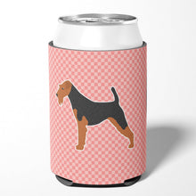 Load image into Gallery viewer, Airedale Terrier Checkerboard Pink Can or Bottle Hugger BB3657CC