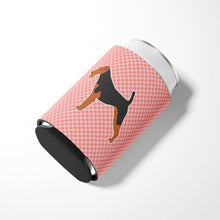 Load image into Gallery viewer, Airedale Terrier Checkerboard Pink Can or Bottle Hugger BB3657CC