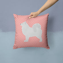 Load image into Gallery viewer, Samoyed Checkerboard Pink Throw Pillow - 14x14 Decorative Pillow – Art for Your Home &amp; Patio BB3659PW1414