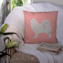 Load image into Gallery viewer, Samoyed Checkerboard Pink Throw Pillow - 14x14 Decorative Pillow – Art for Your Home &amp; Patio BB3659PW1414