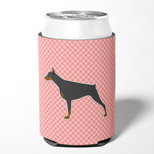 Load image into Gallery viewer, Doberman Pinscher Checkerboard Pink Can or Bottle Hugger BB3660CC