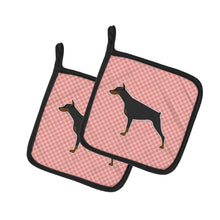 Load image into Gallery viewer, Doberman Pinscher Checkerboard Pink Pot Holders - Set of 2 - Heat-Resistant Kitchen Essentials BB3660PTHD