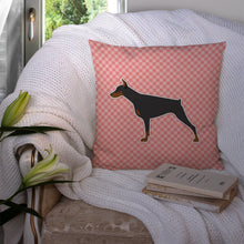 Load image into Gallery viewer, Doberman Pinscher Checkerboard Pink Throw Pillow - 14x14 Decorative Pillow – Art for Your Home &amp; Patio BB3660PW1414