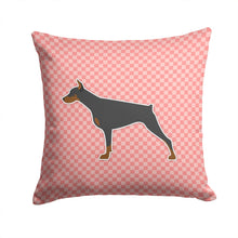 Load image into Gallery viewer, Doberman Pinscher Checkerboard Pink Throw Pillow - 14x14 Decorative Pillow – Art for Your Home &amp; Patio BB3660PW1414