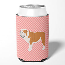 Load image into Gallery viewer, English Bulldog Checkerboard Pink Can or Bottle Hugger BB3662CC