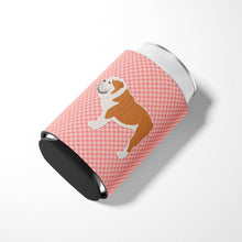 Load image into Gallery viewer, English Bulldog Checkerboard Pink Can or Bottle Hugger BB3662CC
